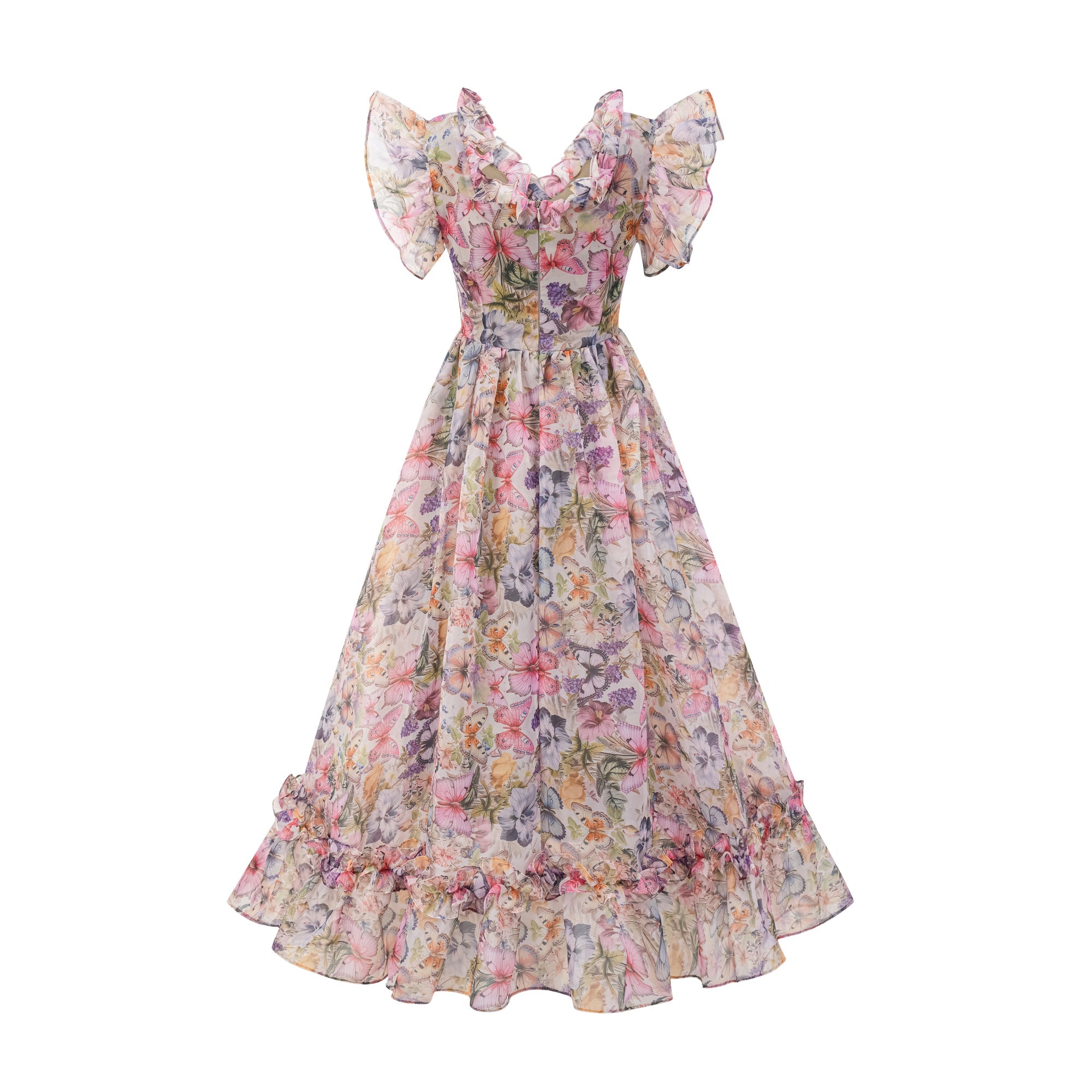 Margaux fırfır midi elbise