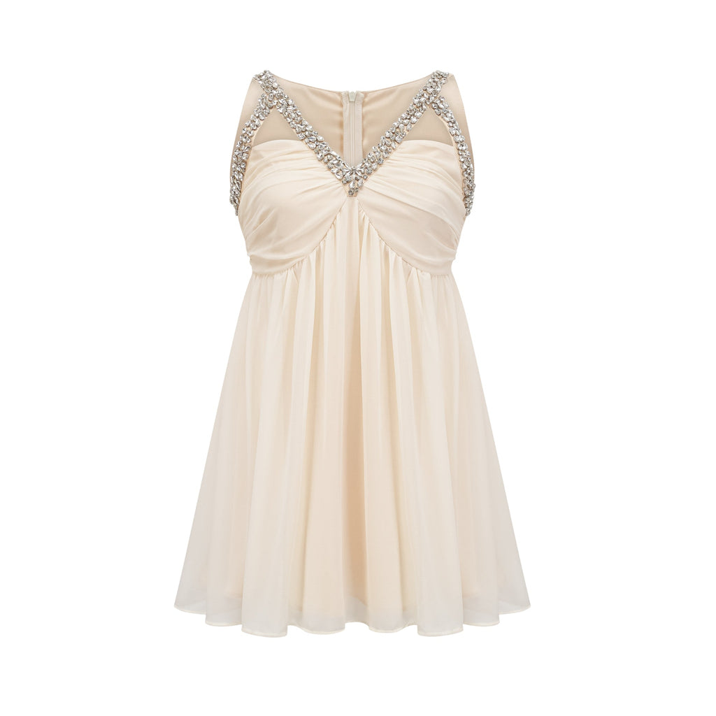 Roseline süslemeli mini elbise