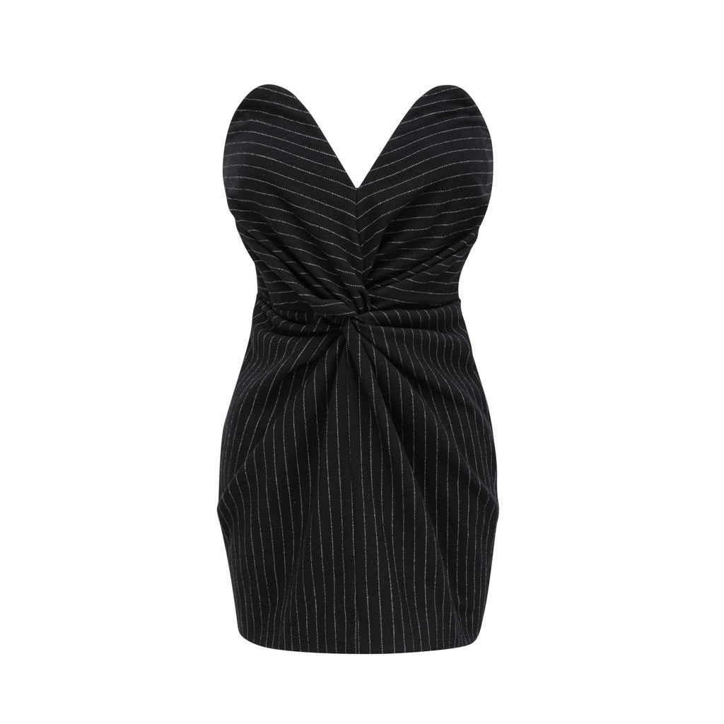 Sophie ince çizgili mini elbise