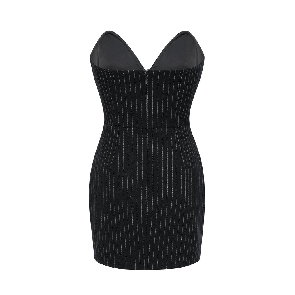 Sophie ince çizgili mini elbise