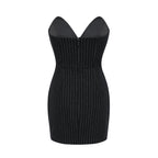 Sophie ince çizgili mini elbise