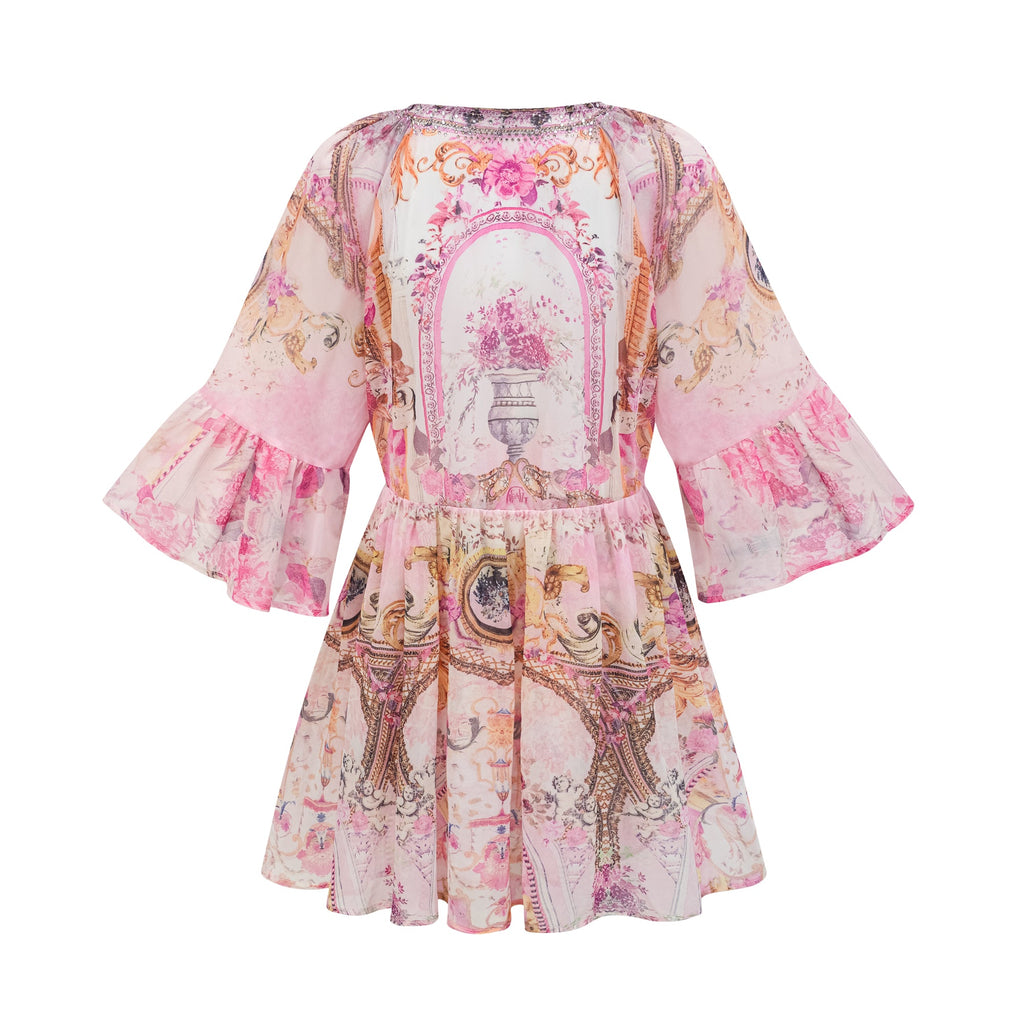 Camille desenli mini elbise