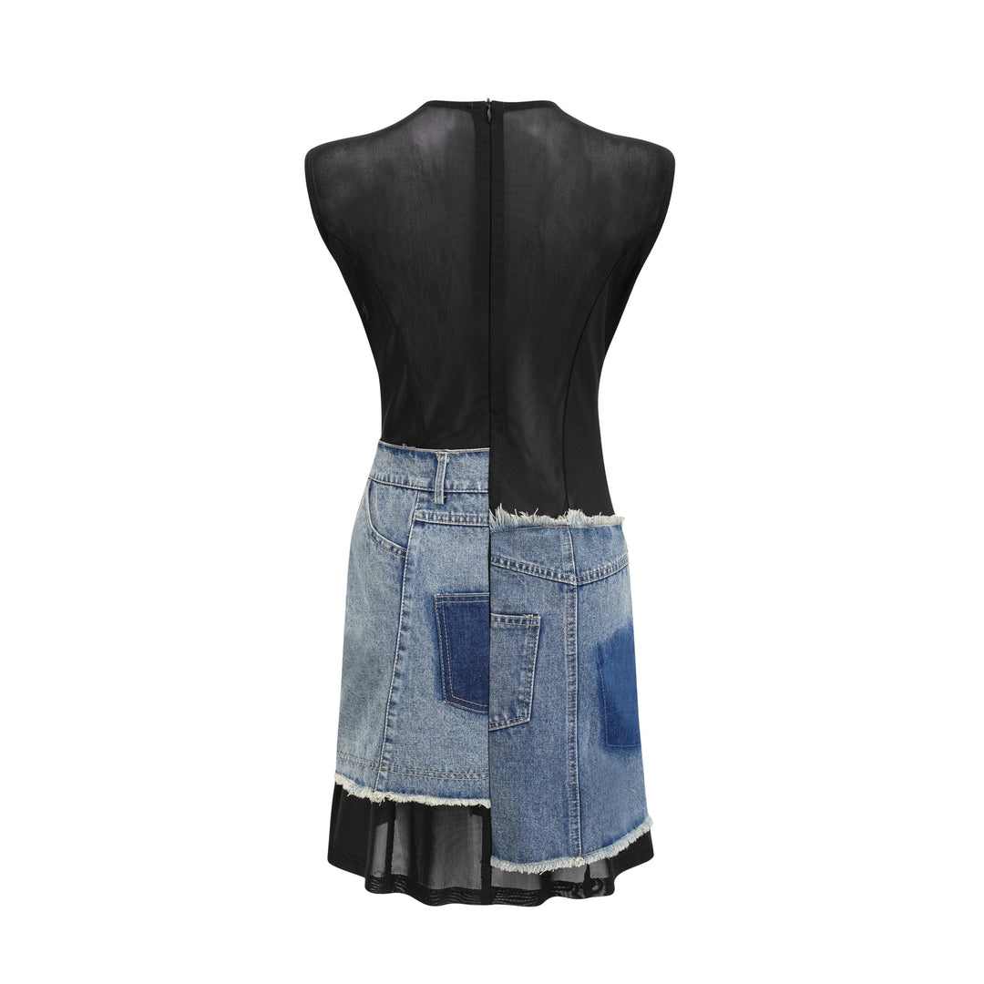 Lana denim mini elbise