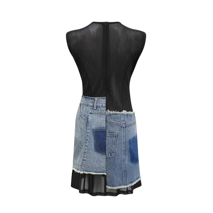 Lana denim mini elbise