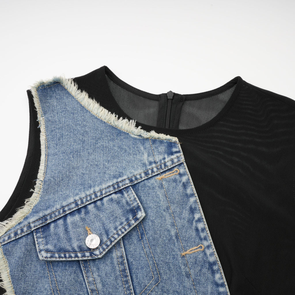 Lana denim mini elbise