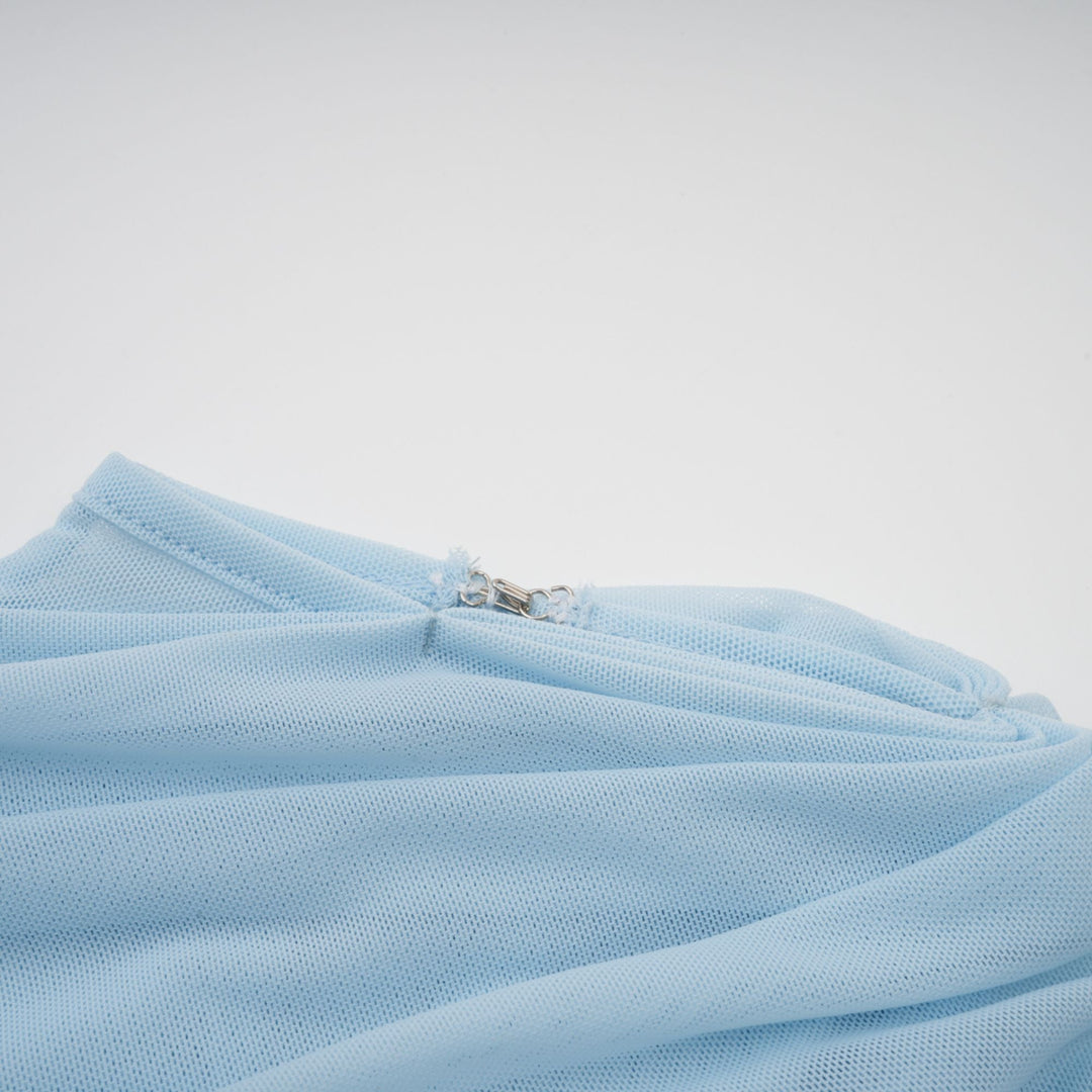 Catherine Asimetrik Plise Uzun Elbise