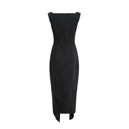 Louise asimetrik midi elbise