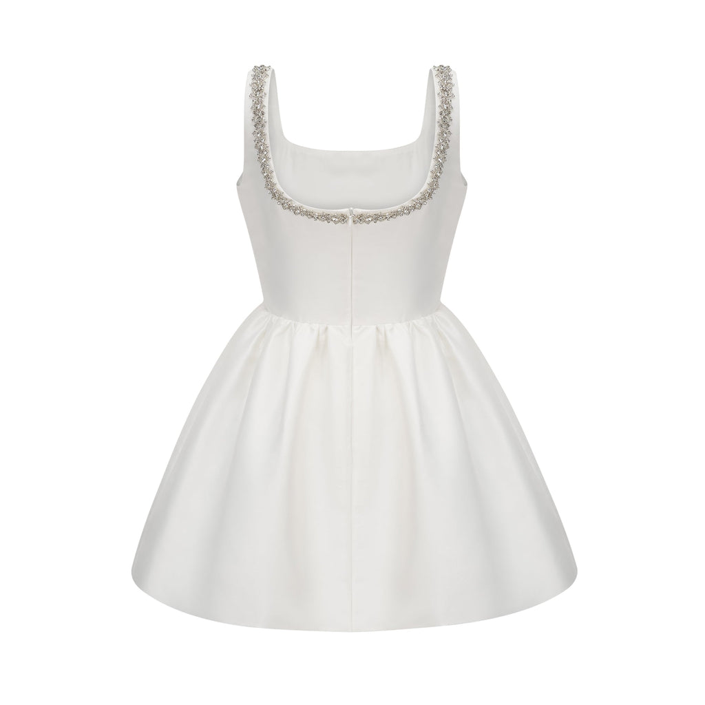 Perrine süslemeli mini elbise