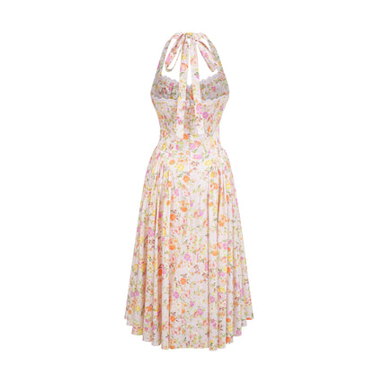 Odette desenli midi elbise