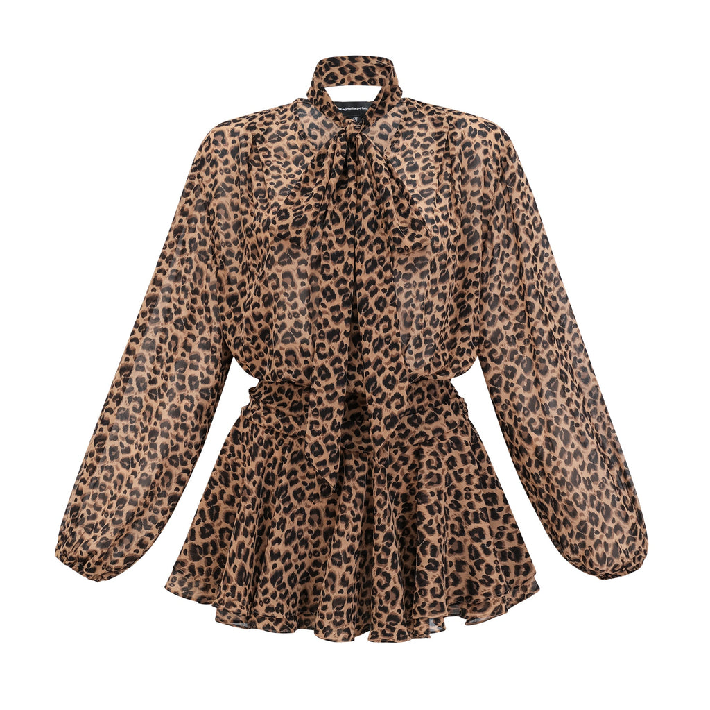 Laurence leopar mini elbise
