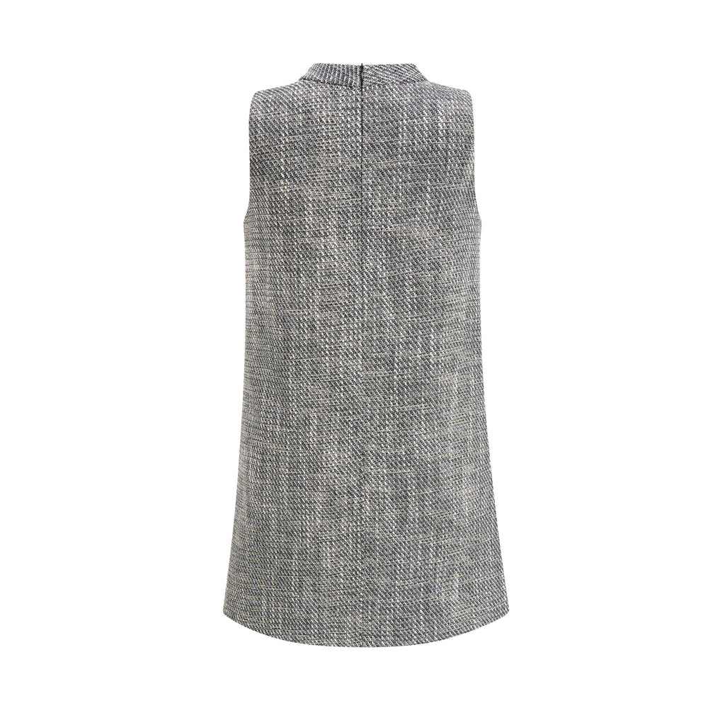 Nadège sahte çiçek detaylı kolsuz mini elbise