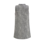 Nadège sahte çiçek detaylı kolsuz mini elbise