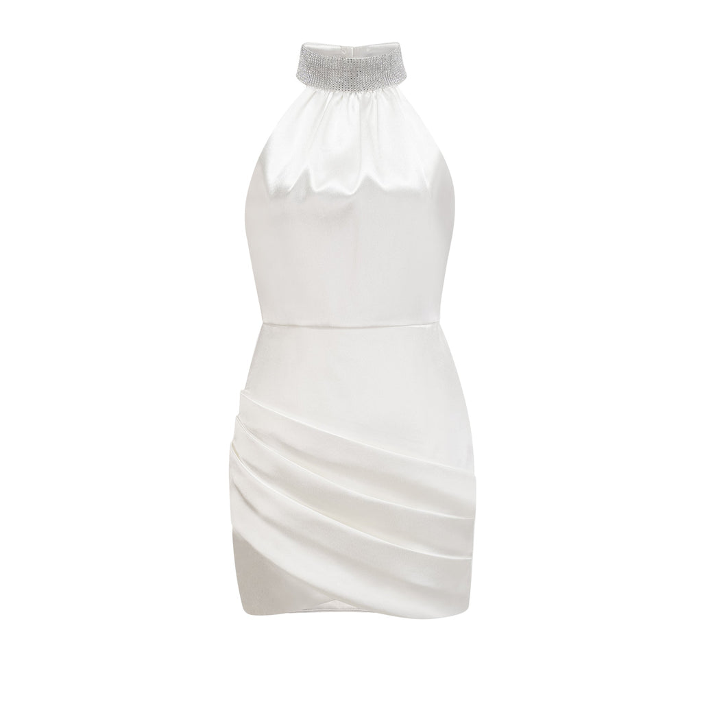 Tahiti asimetrik mini elbise