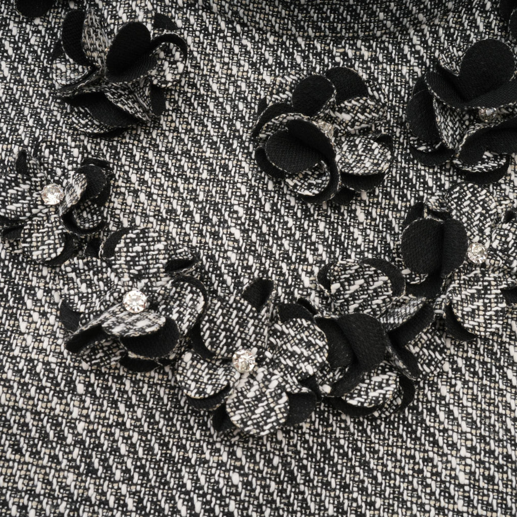 Nadège sahte çiçek detaylı kolsuz mini elbise