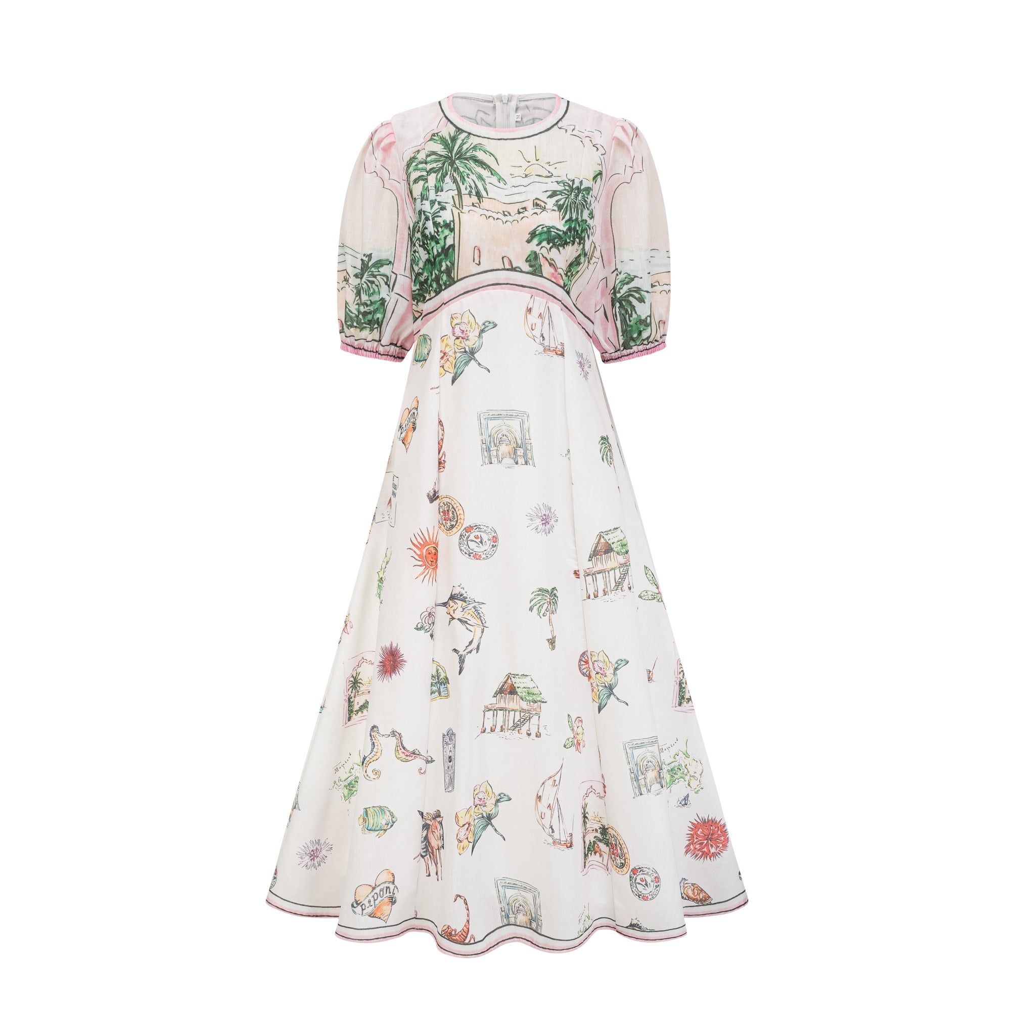 Pénélope desenli midi elbise