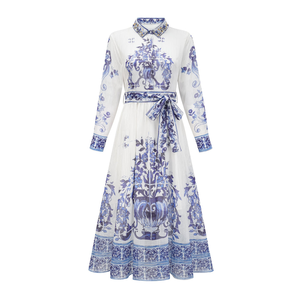 Isabelle desen midi elbise