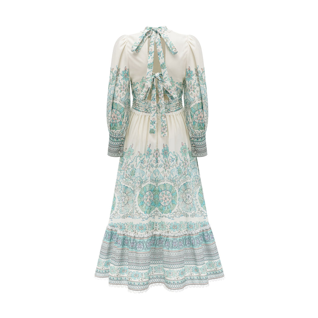 Raphaëlle pileli midi elbise