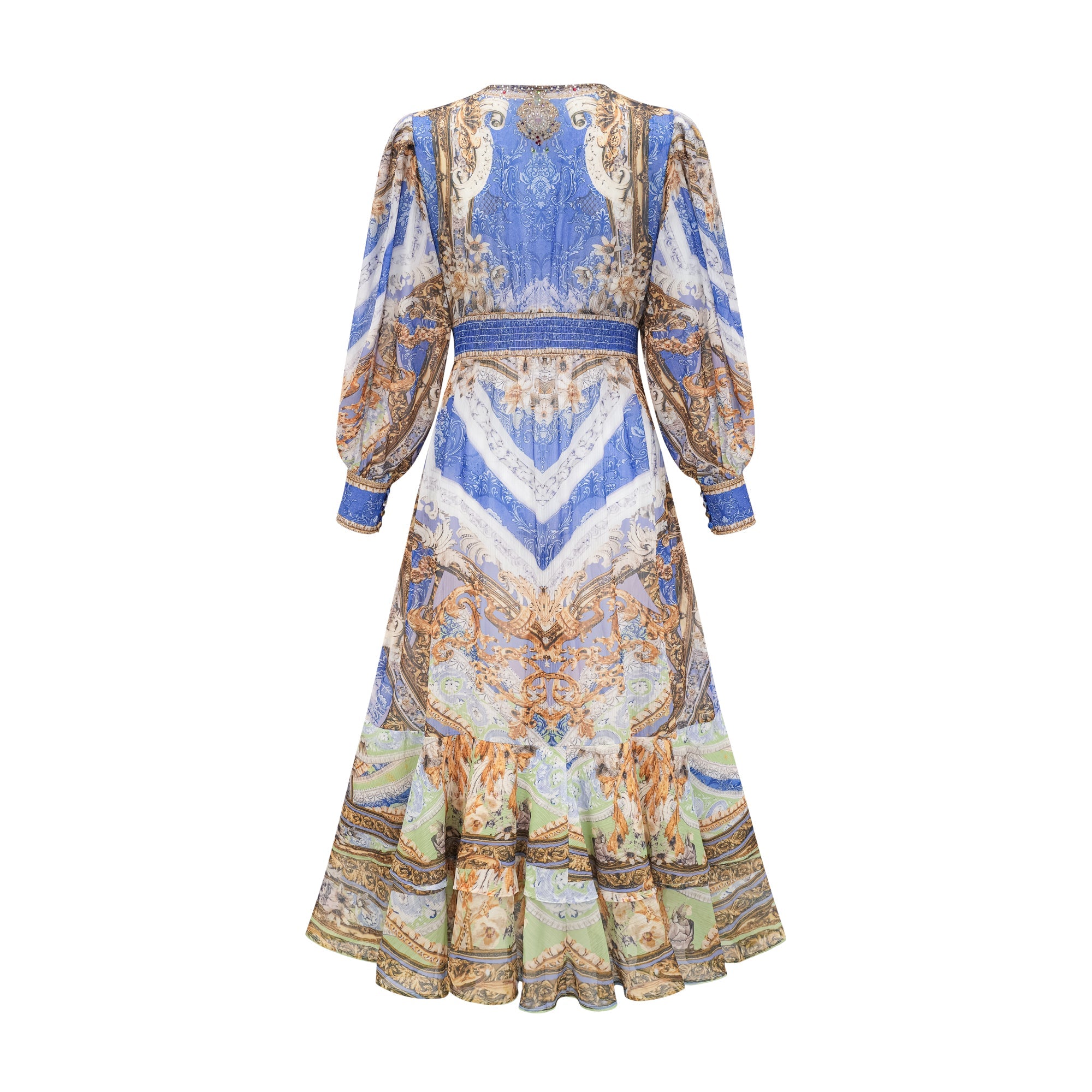 Hélène desenli midi elbise