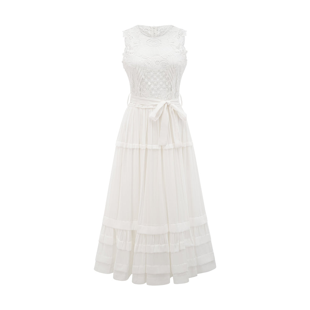 Helen işlemeli midi elbise