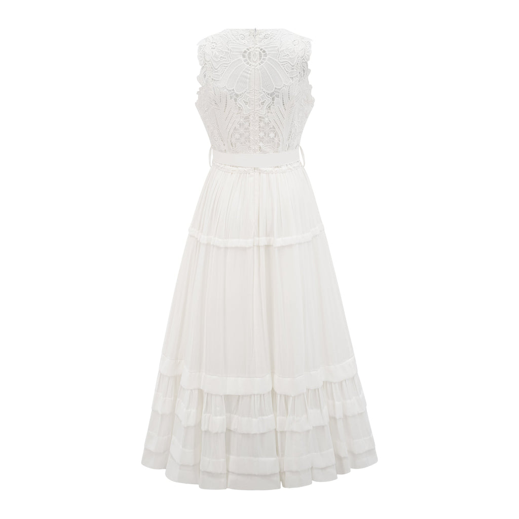 Helen işlemeli midi elbise