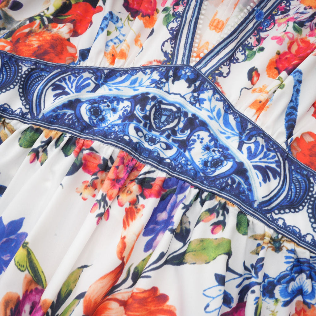 Merle çiçek maksi elbise