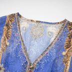 Hélène desenli midi elbise