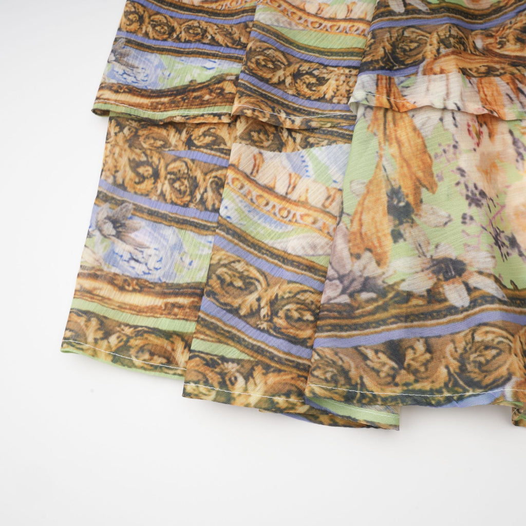 Hélène desenli midi elbise