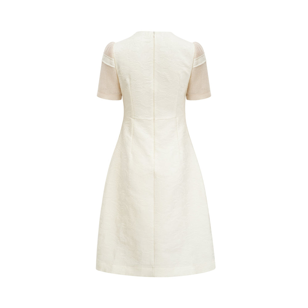 Çiçek İşlemeli Midi Elbise