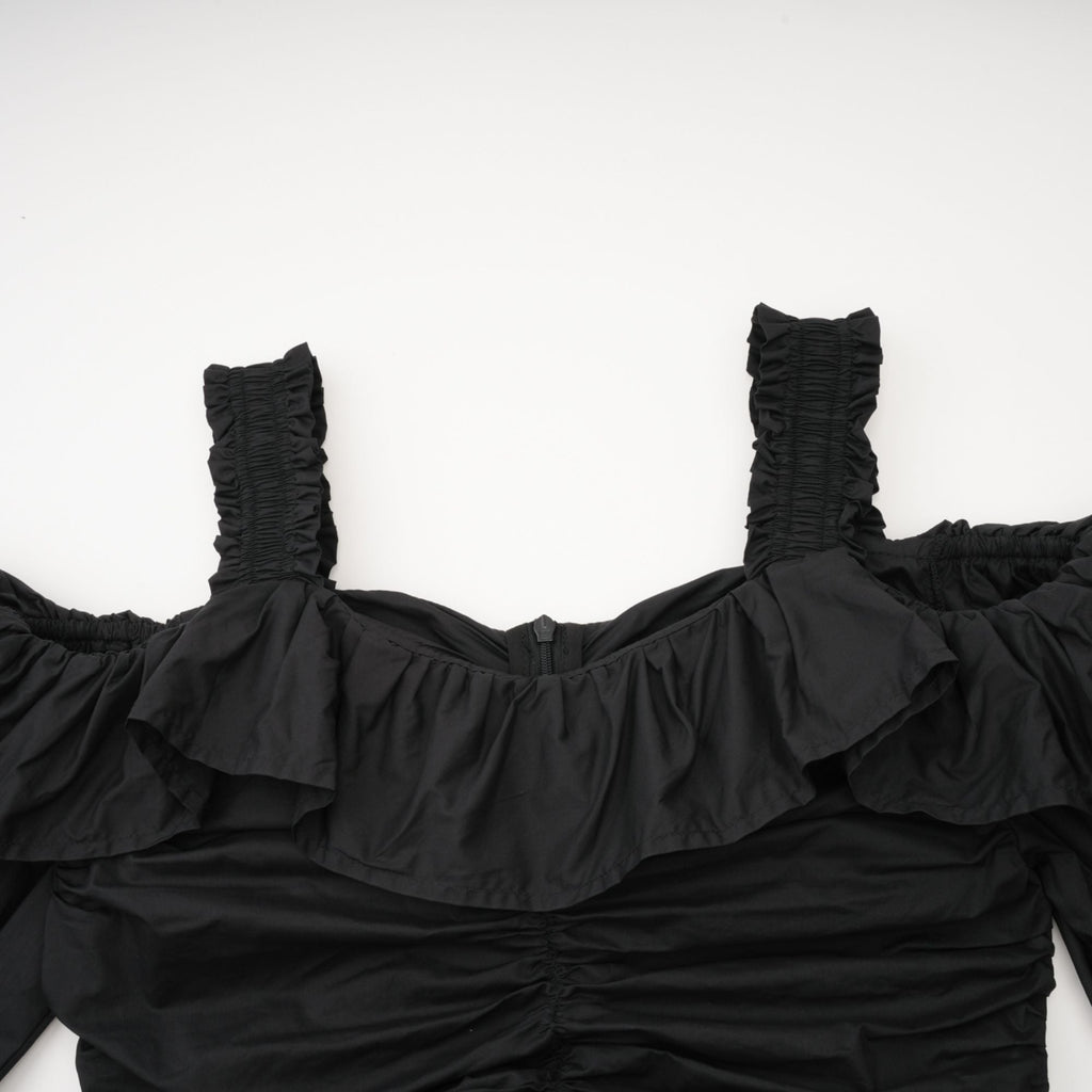 Renée pileli midi elbise