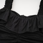 Renée pileli midi elbise