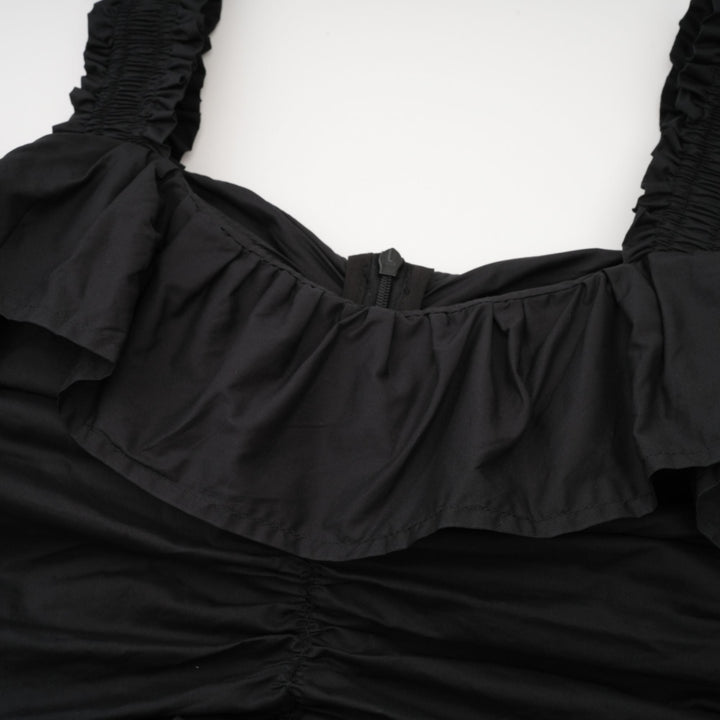 Renée pileli midi elbise