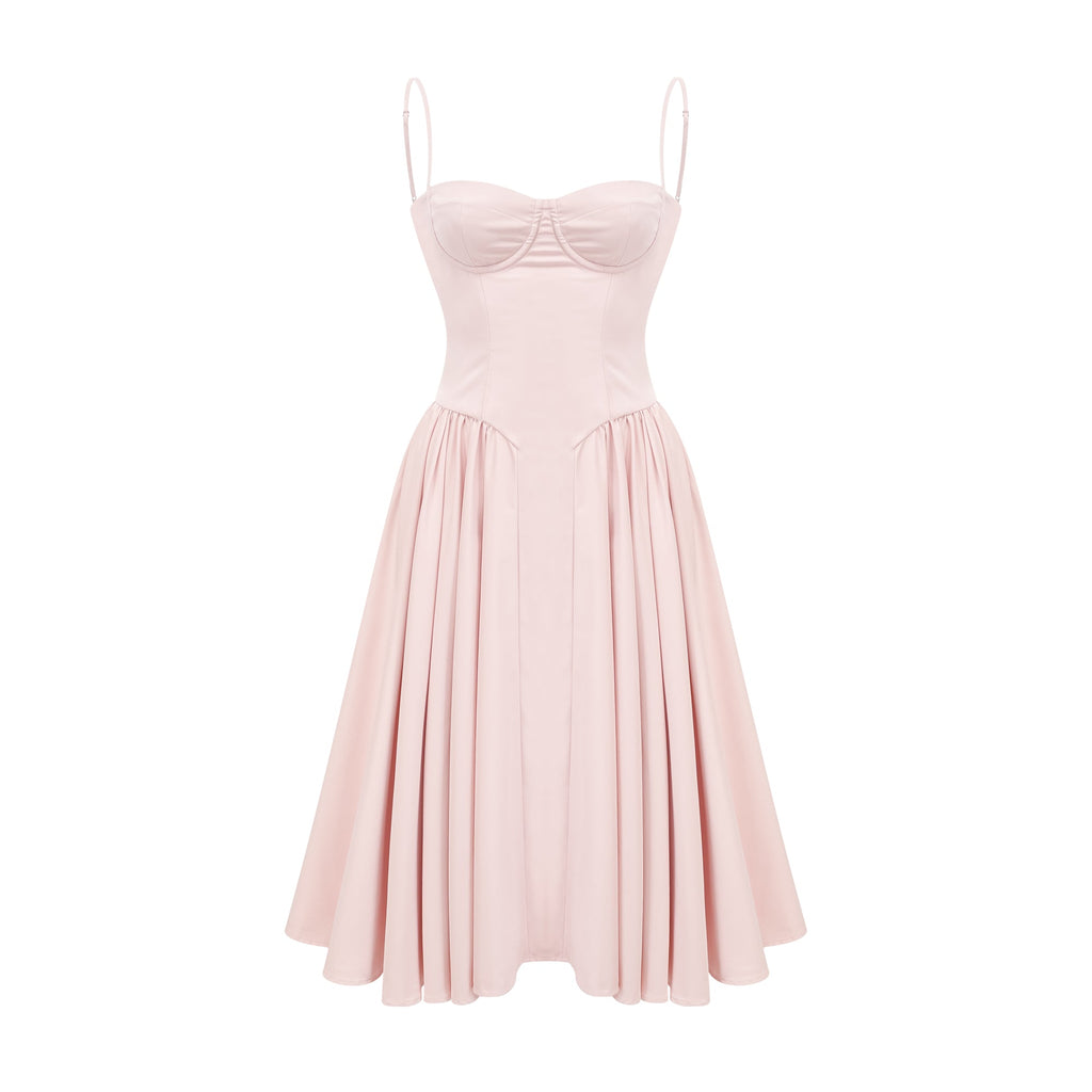 Soleil pileli midi elbise