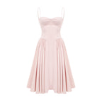 Soleil pileli midi elbise