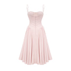 Soleil pileli midi elbise