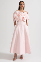 Çiçek Desenli Midi Elbise