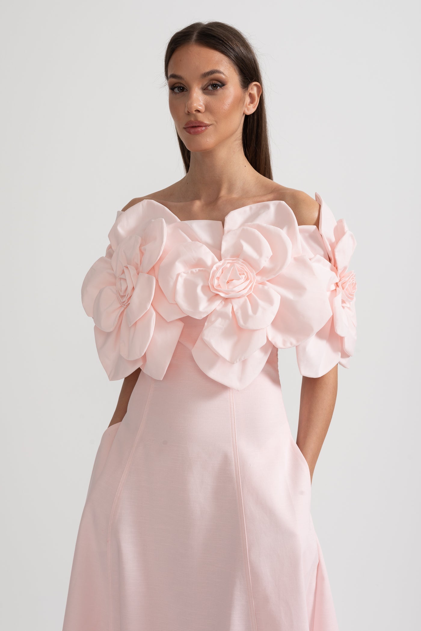 Çiçek Desenli Midi Elbise