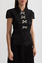 Payetli Üst ve Pileli Etekli Takım