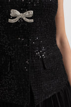 Payetli Üst ve Pileli Etekli Takım