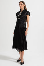 Payetli Üst ve Pileli Etekli Takım