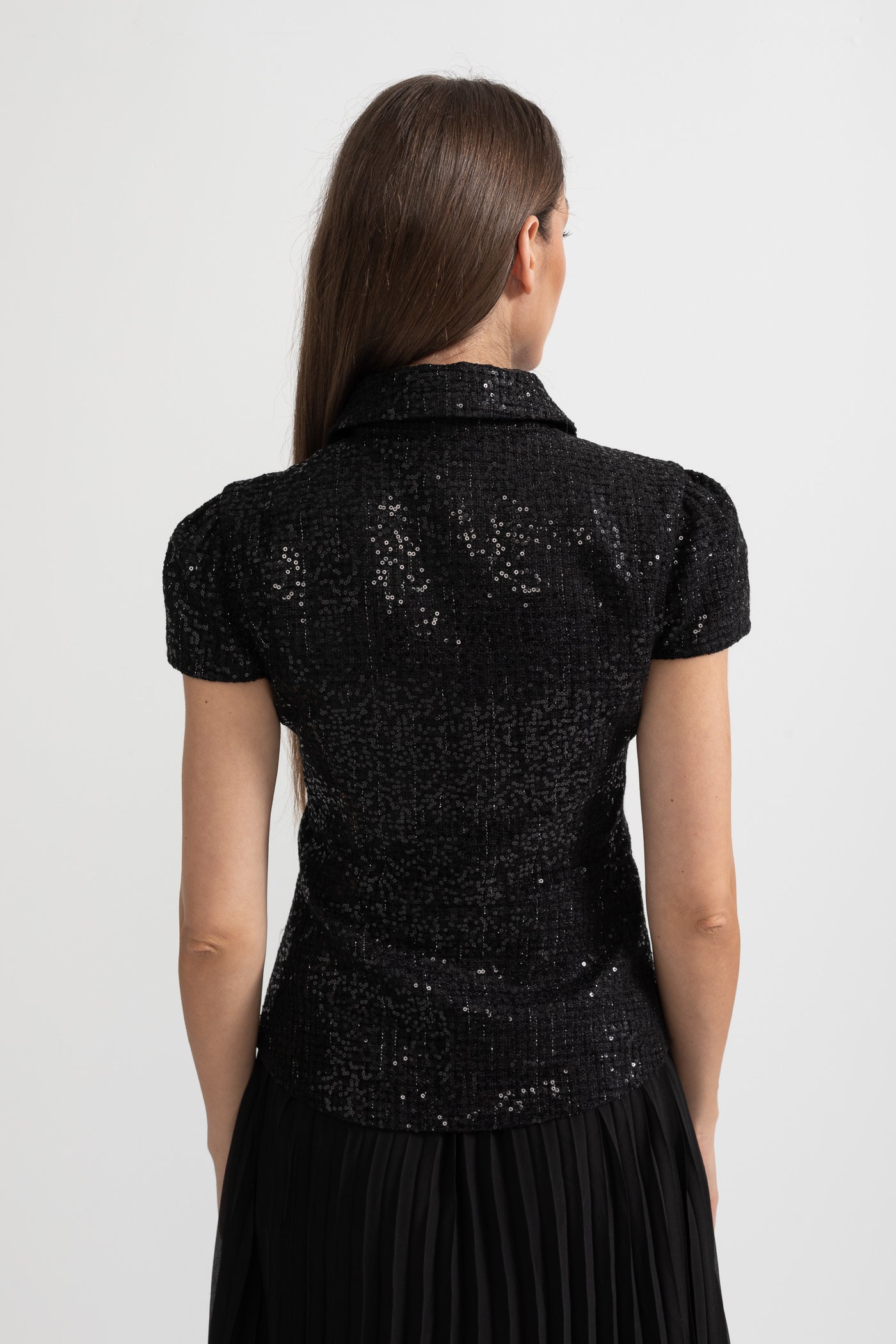 Payetli Üst ve Pileli Etekli Takım