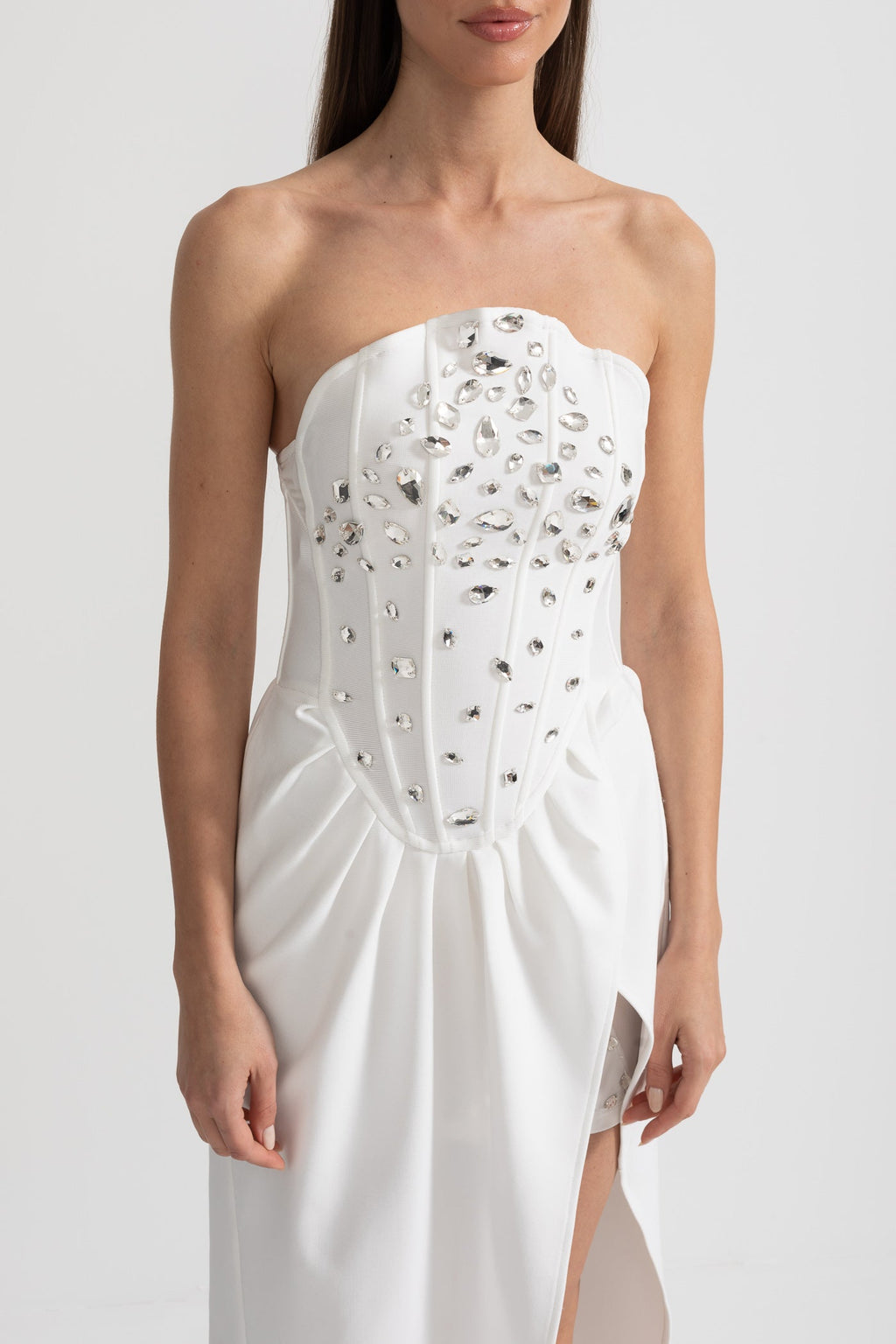 Kristal Süslemeli Midi Elbise