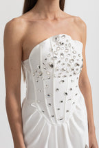 Kristal Süslemeli Midi Elbise