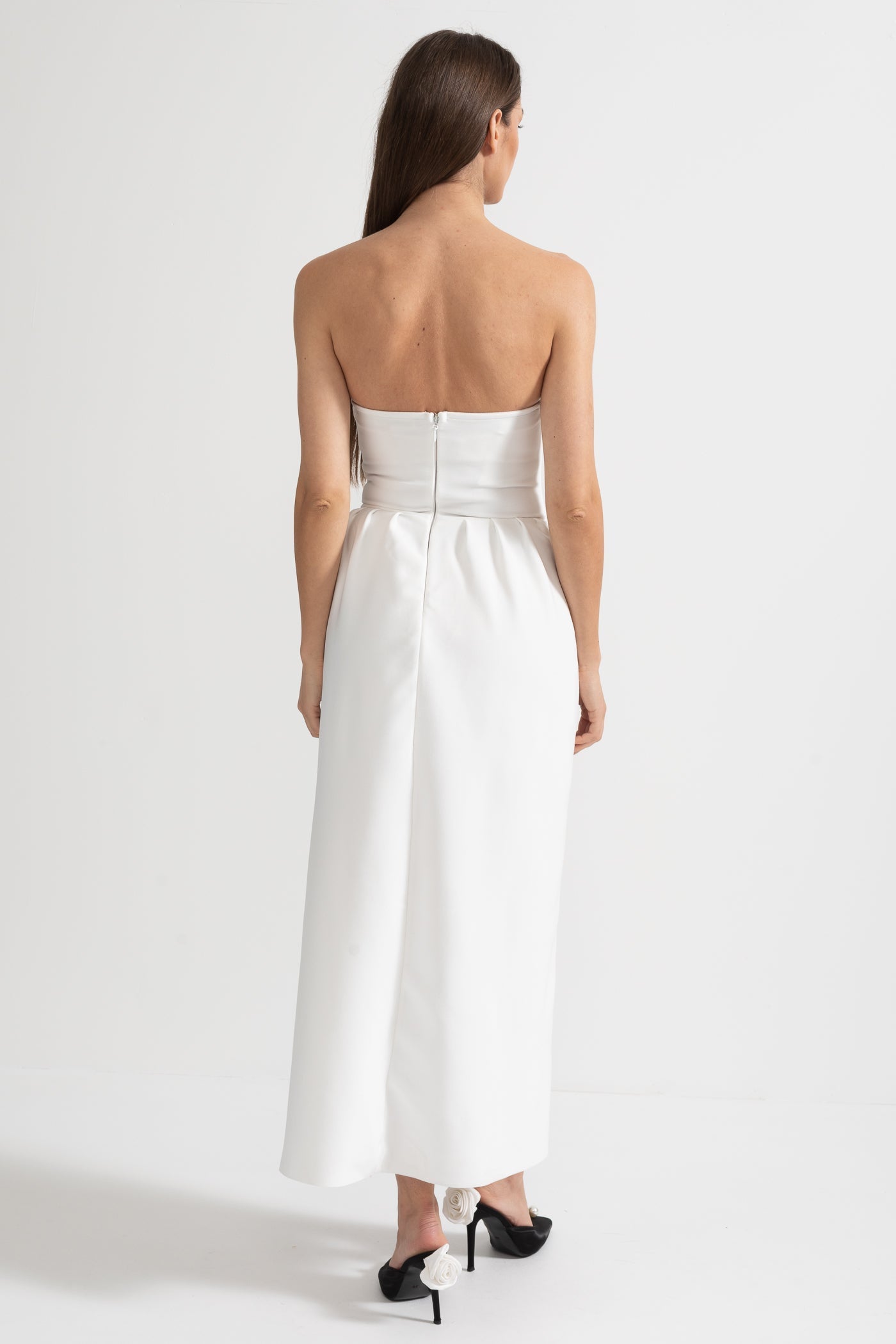 Kristal Süslemeli Midi Elbise