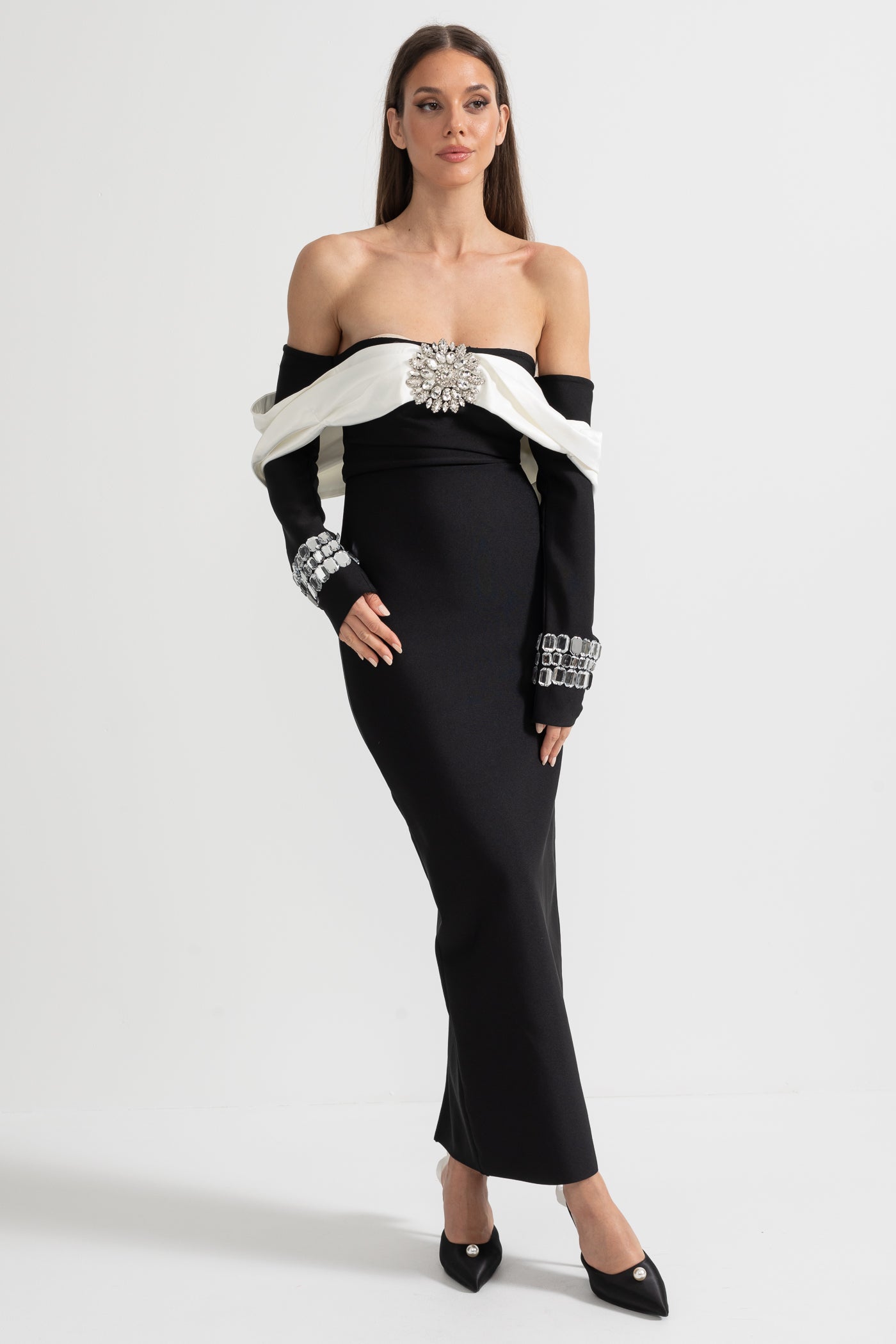 Süslemeli Midi Elbise