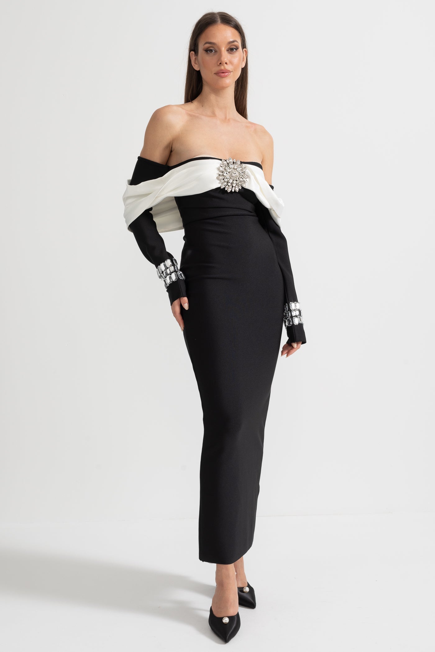 Süslemeli Midi Elbise