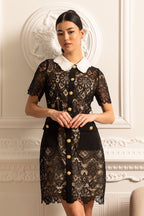 Kontrast Yaka Midi Elbise