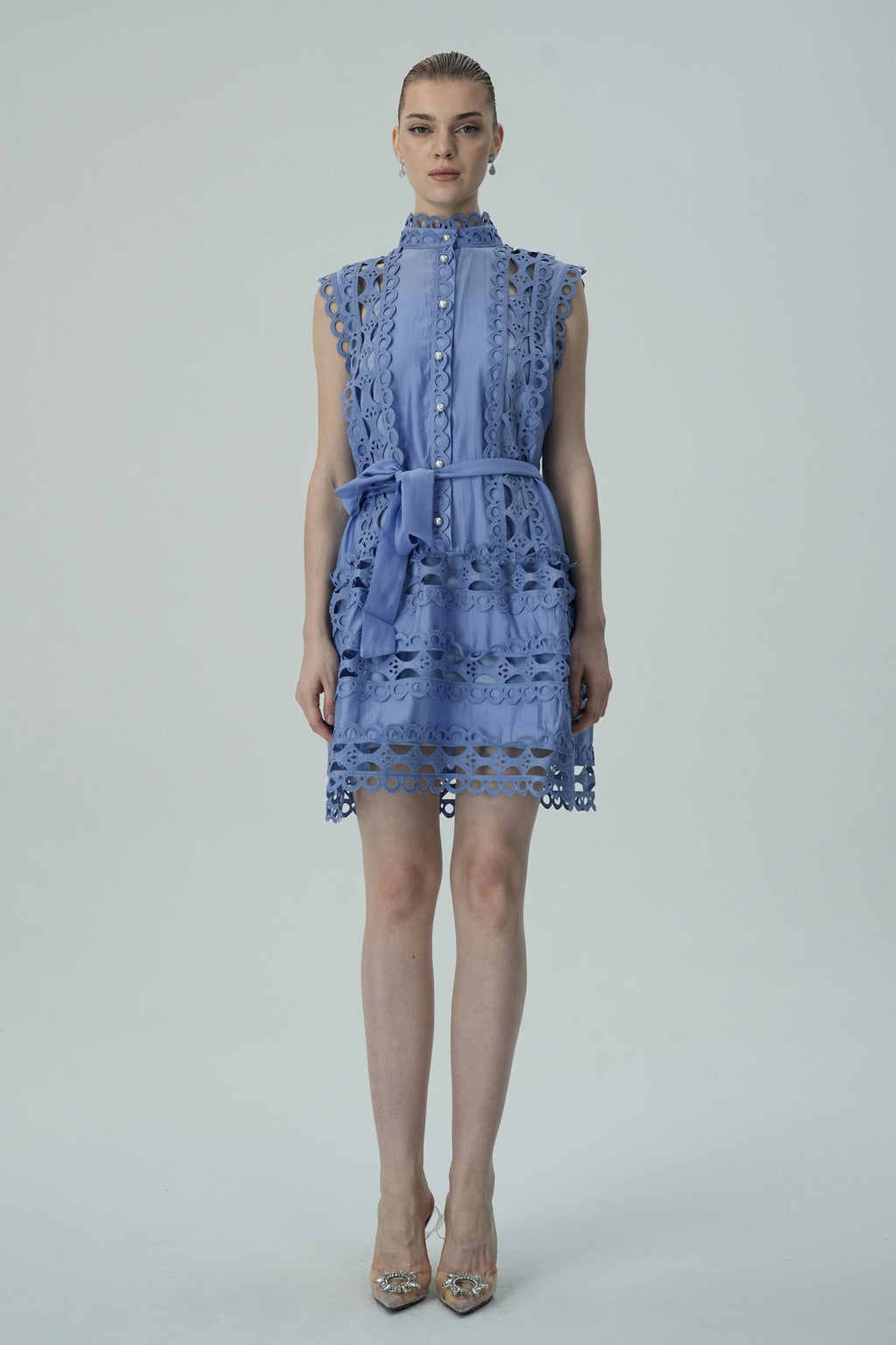 Kolsuz Dantel Mini Elbise