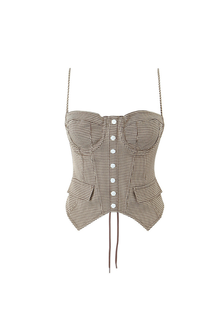 Geraldine Kazayağı Desenli Korse Büstiyer