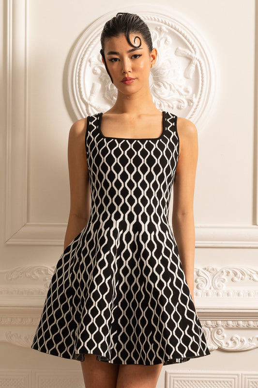Desenli Mini Elbise