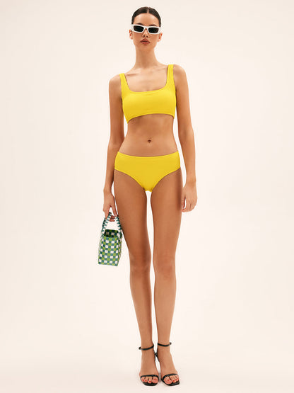 Kalın şeritli Sarı Bikini Seti
